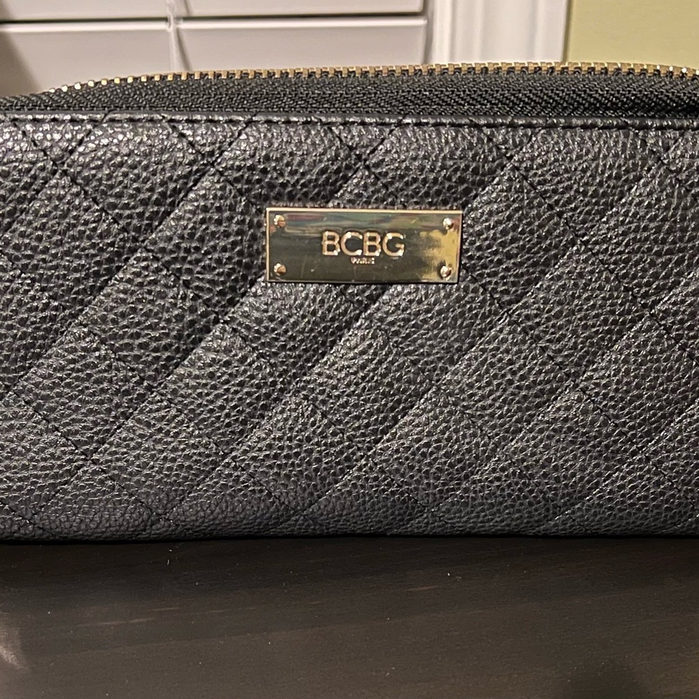BCBG Black Quilted Leather Wallet